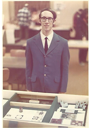 Dr. Pierson at a coin show, 1973