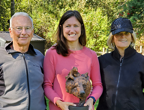 Joel, Patti (right) and Libby Metcalf, the first Joel Meier Distinguished Professor of Wildlife Management.